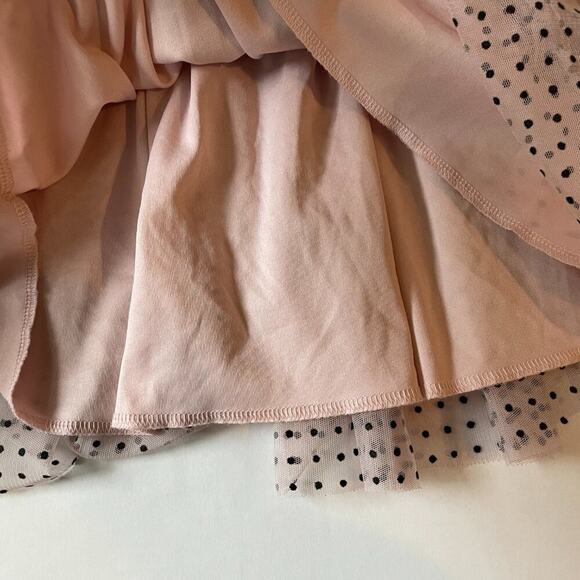 Black & Pink Polka Dot, Flower, Rose, Tulle, Sleeveless, Collared, Party Dress - Picture 6 of 11